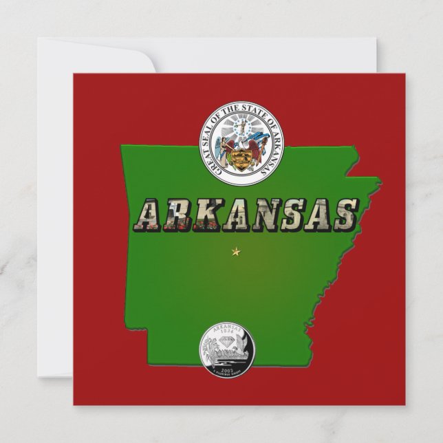 Arkansas Karta, Seal och State Faux-kvarteret Inbjudningar (Framsida)