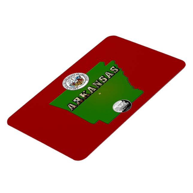Arkansas Karta, Seal och State Faux-kvarteret Magnet (Vänstra Sidan)