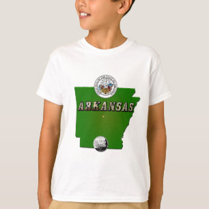 Arkansas Karta, Seal och State Faux-kvarteret Tee Shirt