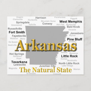 Arkansas Karta Silhouette Vykort