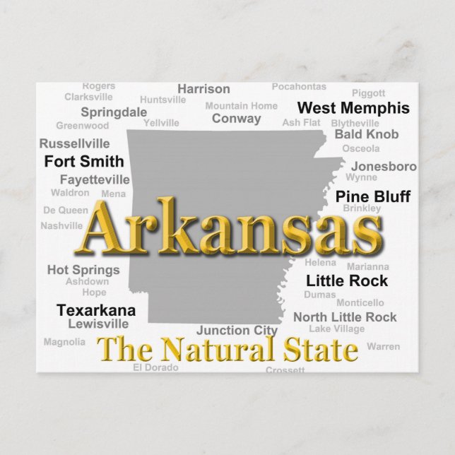 Arkansas Karta Silhouette Vykort (Framsida)