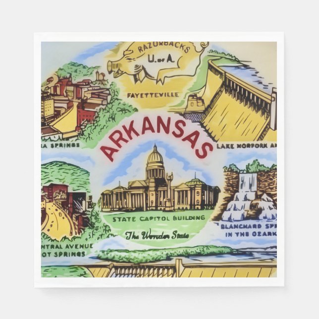 Arkansas Landmärken Party Pappersservett (Framsidan)