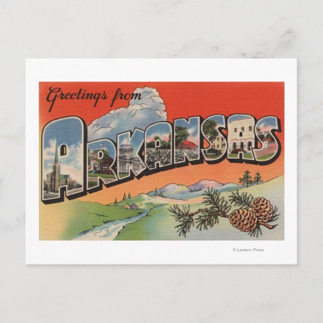 Arkansas (liggande) - Stora Brev Vykort (Framsida)