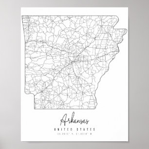 Arkansas Minimal Street Karta Poster