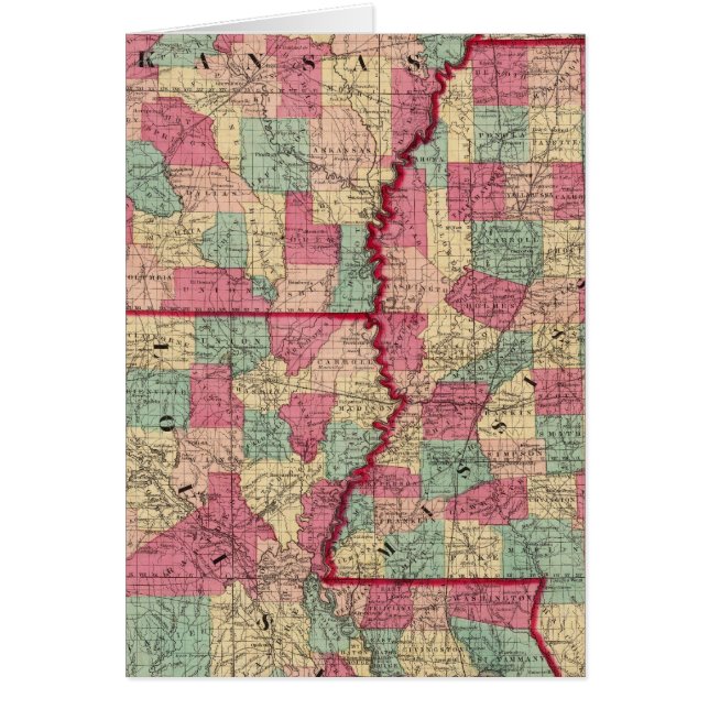 Arkansas, Mississippi och Louisiana Hälsningskort (Framsidan)