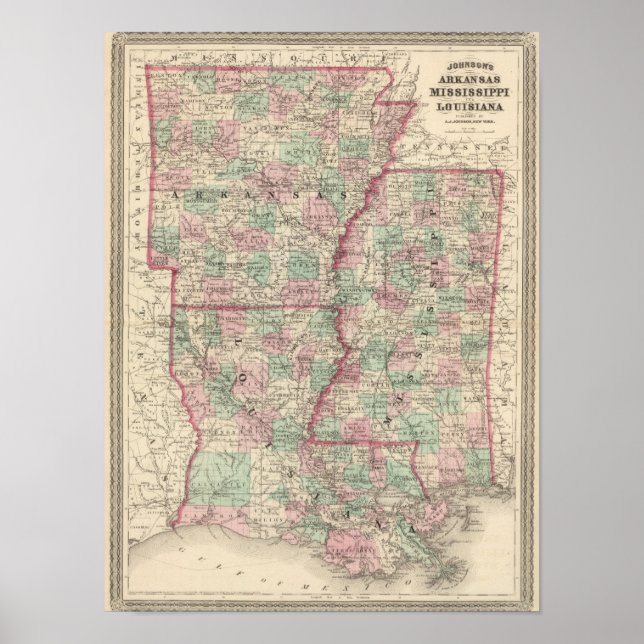 Arkansas, Mississippi och Louisiana Poster (Framsidan)