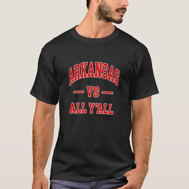 Arkansas mot alla Y'all Throwback Classic T Shirt (Framsida)