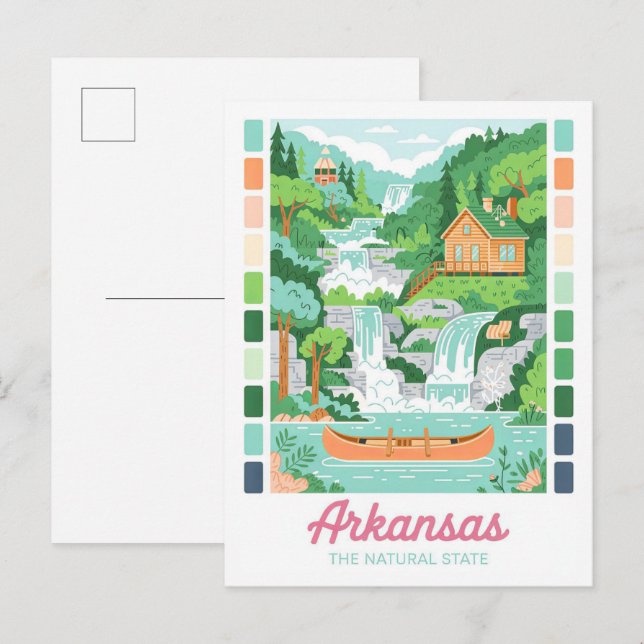 Arkansas, naturstat, sommarresa vykort (Fram/baksida)