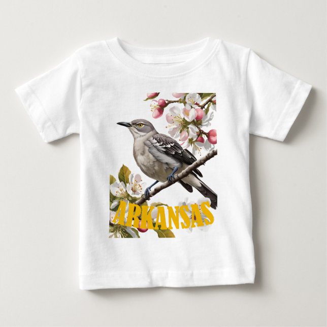Arkansas Northern Mockingbird Surrounded by Apple  T Shirt (Framsida)