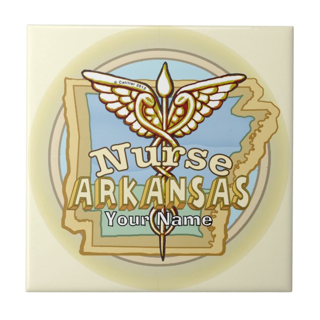 Arkansas Nurse Caduceus  tile  Kakelplatta (Framsidan)