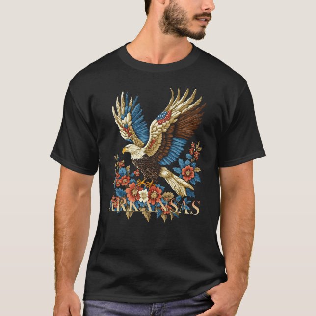 Arkansas Pride Eagle Design T Shirt (Framsida)