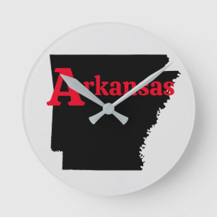 Arkansas Red Text Rund Klocka