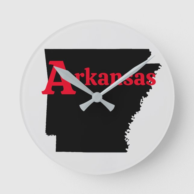 Arkansas Red Text Rund Klocka (Framsida)