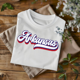 Arkansas Red White och Blue Vintage Script T-Shirt