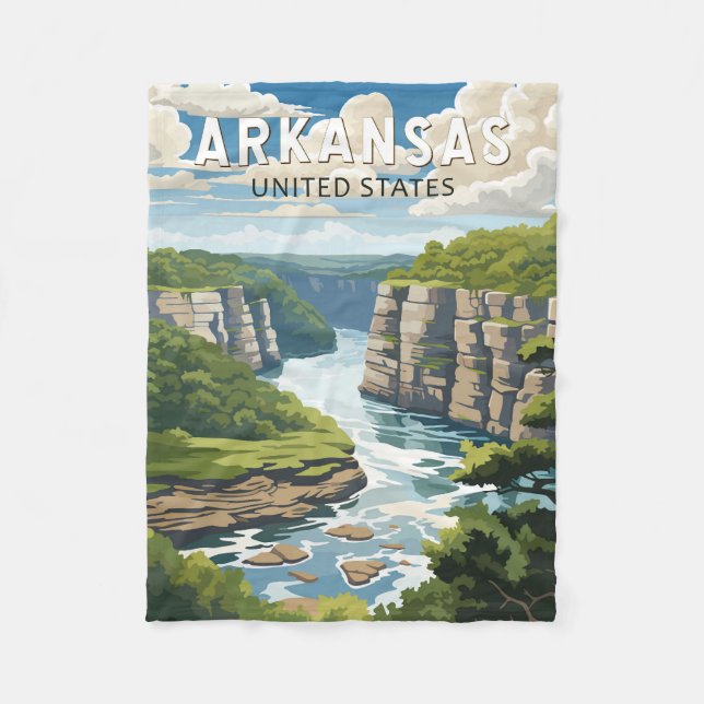 Arkansas Resekonst Vintage Fleecefilt (Framsidan)