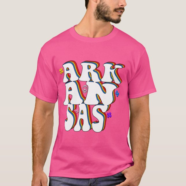 Arkansas Retro Hippie 70s Flower Power Design Prem T Shirt (Framsida)