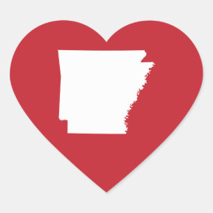 Arkansas röd och vit hjärtformat klistermärke