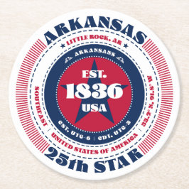 Arkansas Rött vitt blått Typography Underlägg Papper Rund