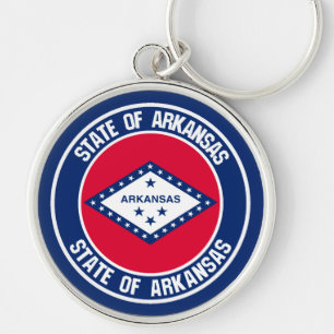 Arkansas Round Emblem Rund Silverfärgad Nyckelring