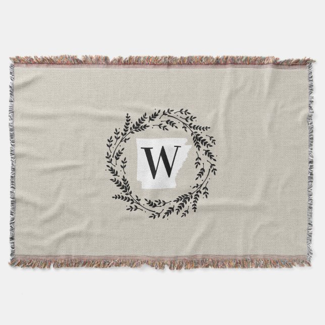 Arkansas Rustik andningsdos Monogram Throw Blanket Filt (Framsidan)