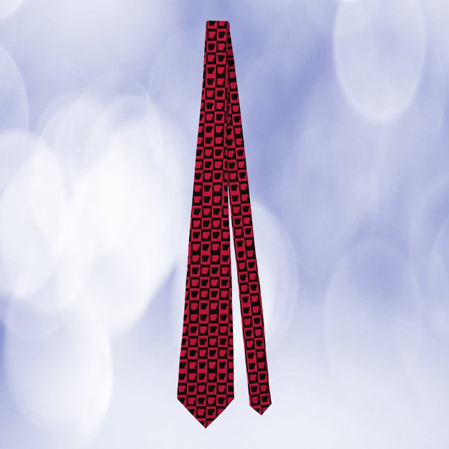 Arkansas-ruta rött och svart mönster slips (A tie with a red and black pattern featuring the US state of Arkansas.)