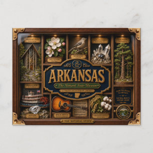 Arkansas Shadow Box 3D Figurin Delstat Vykort