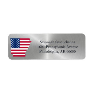 Arkansas Silver American Flagga Patriotic Returadress Etikett