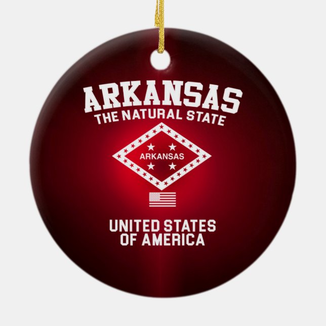Arkansas som de naturliga påstår julgransprydnad keramik (Baksidan)