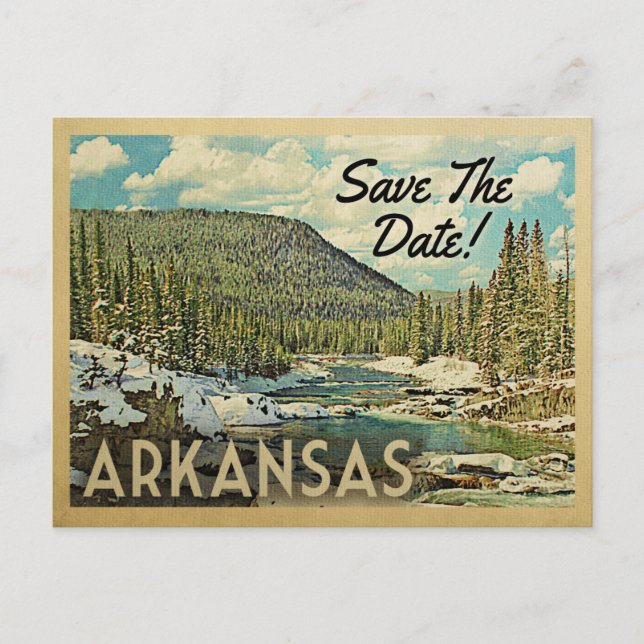 Arkansas Spara Datum Berg Flod Snö Meddelande Vykort (Framsida)