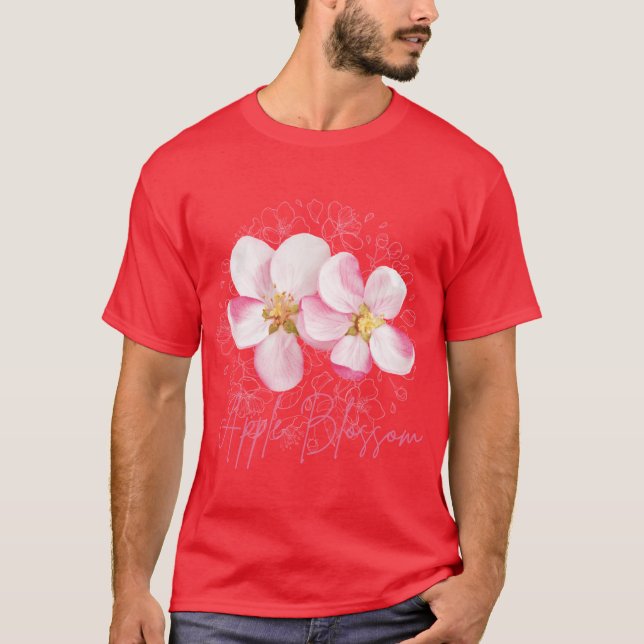Arkansas State Äppelblomster Blomma Akvarell Brode T Shirt (Framsida)