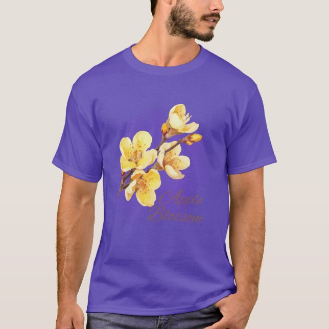 Arkansas State Äppelblomster Blomma Akvarell Brode T Shirt (Framsida)