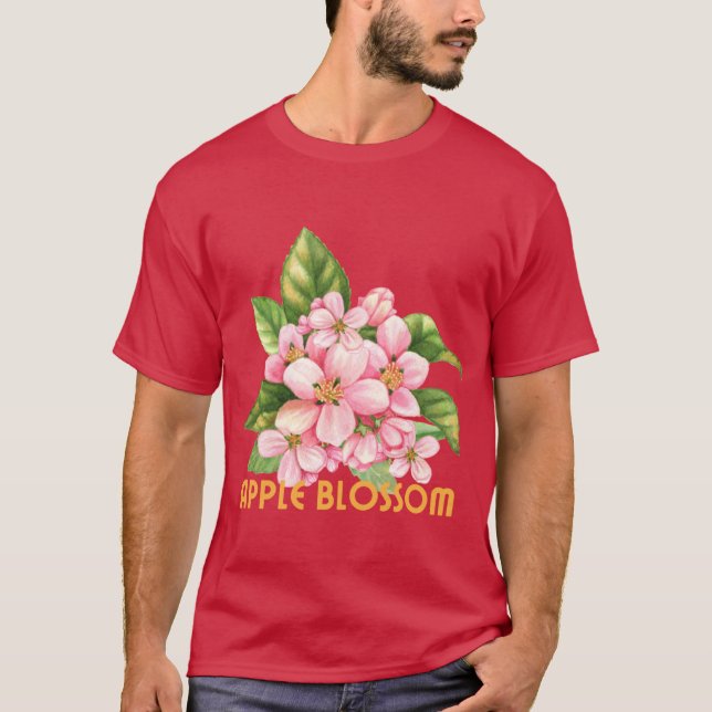 Arkansas State Apple Blommar Flower Watercolor Sti T Shirt (Framsida)