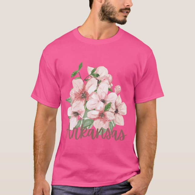 Arkansas State Apple Blossom Blomvatten akvarell S T Shirt (Framsida)
