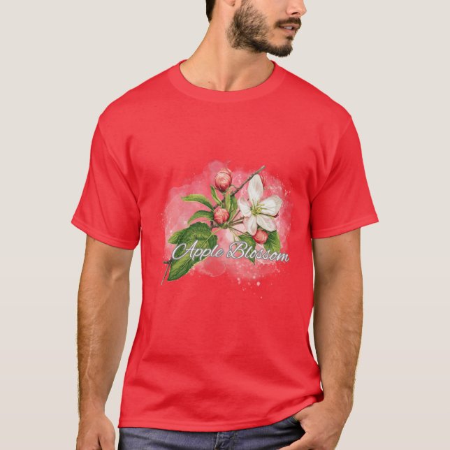 Arkansas State Apple Blossom Flower Watercolor Sti T Shirt (Framsida)