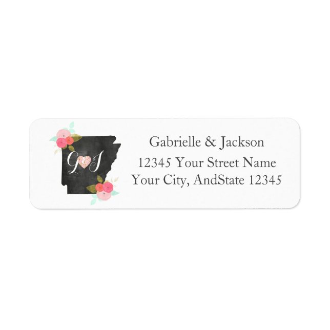 Arkansas State Chic Monogram-adressetikett Returadress Etikett (Framsidan)