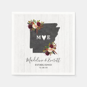 Arkansas State Destination Rustic Bröllop Monogram Pappersservett