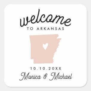 ARKANSAS State Destination Wedding - ANY FÄRG! Fyrkantigt Klistermärke