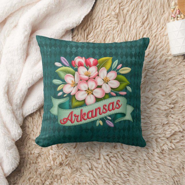 Arkansas State Flowers Emblem Kudde (Filt)