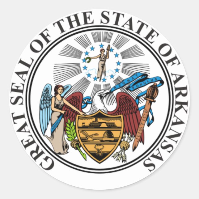 Arkansas State Seal Runt Klistermärke (Framsida)