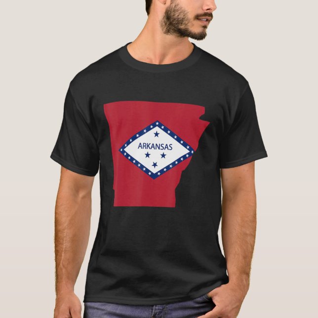 Arkansas State Shape Flagga T Shirt (Framsida)