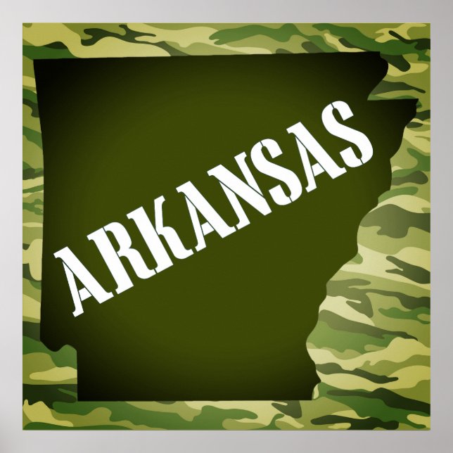 Arkansas State Silhouette Camo Poster (Framsidan)
