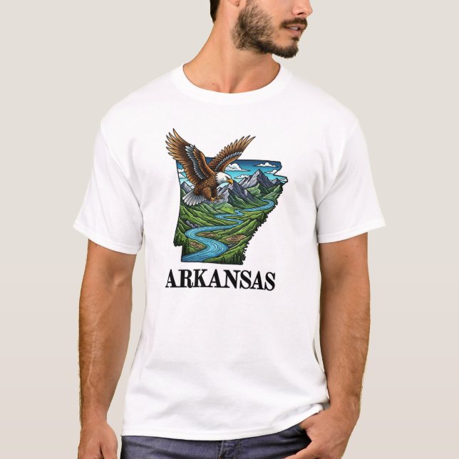 Arkansas-staten Tatto Stil Örn bergen T Shirt (Framsida)