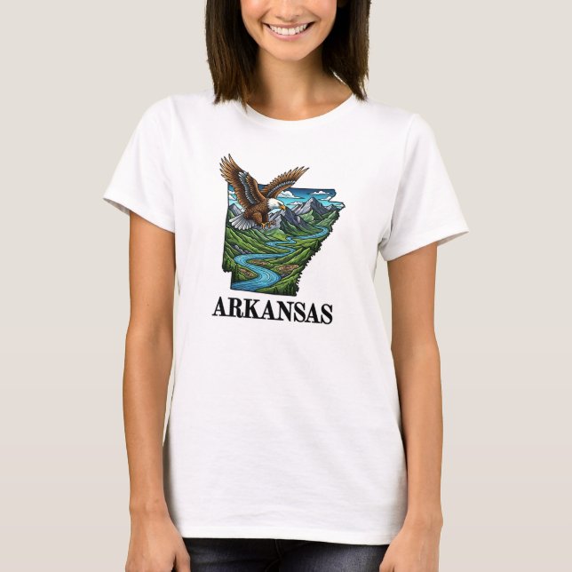 Arkansas-staten Tatto Stil Örn bergen T Shirt (Framsida)