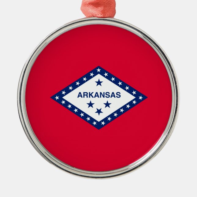 Arkansas Statlig flagga Design Decor Julgransprydnad Metall (Framsidan)