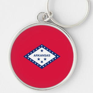 Arkansas Statlig flagga Design Rund Silverfärgad Nyckelring