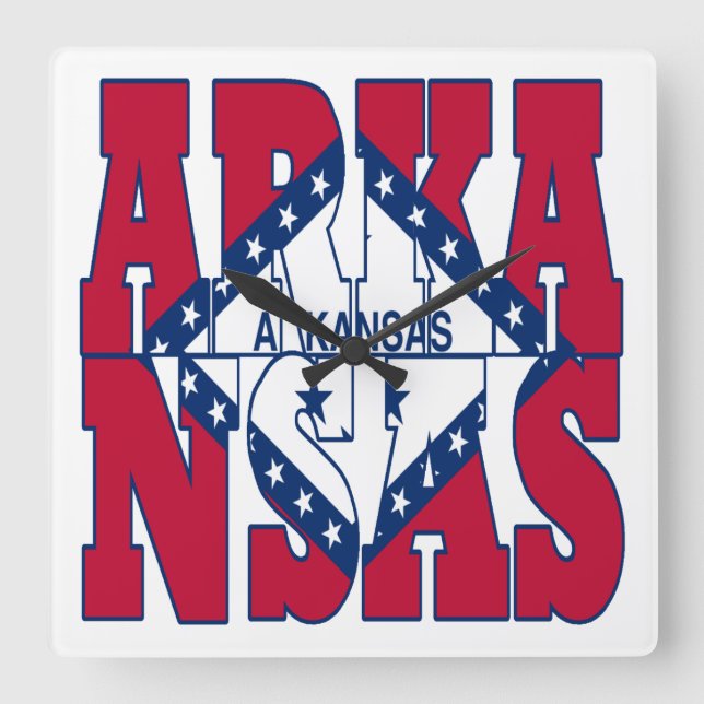 Arkansas statlig flagga fyrkantig klocka (Framsida)