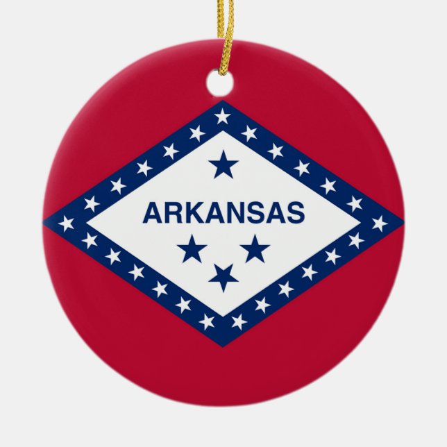 Arkansas Statlig flagga Julgransprydnad Keramik (Framsidan)