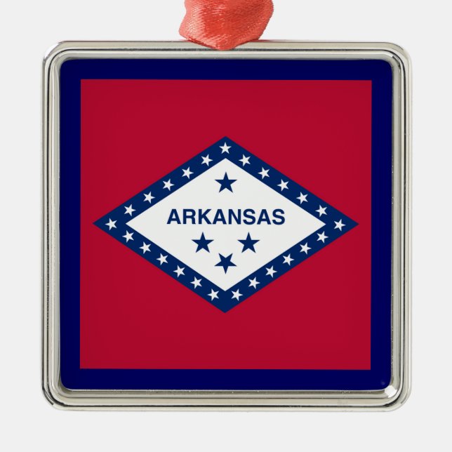 Arkansas Statlig flagga Julgransprydnad Metall (Framsidan)