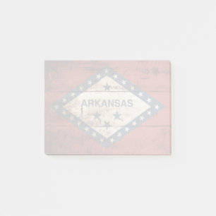 Arkansas Statlig flagga på Old Wood Grain Post-it Block