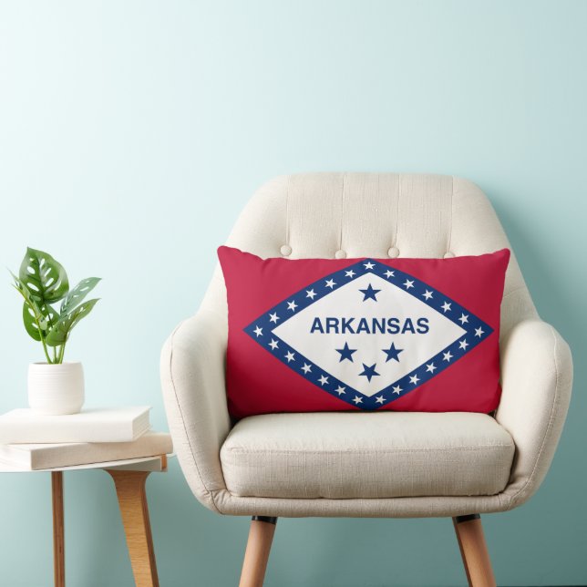 Arkansas Statlig flagga Print Patriotic Lumbarkudde (Stol)